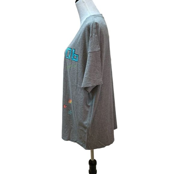 Gray T Shirt With Colorful Graphics Rainbow Star Graphic Tee - Picture 2 of 9